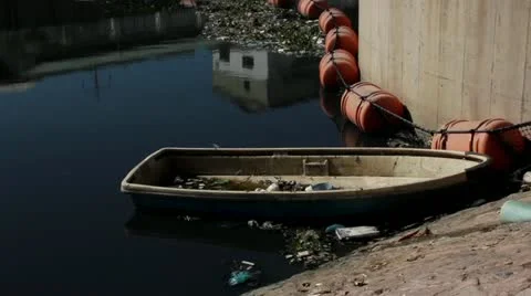 Boat in River abandoned Video stock 12358743
