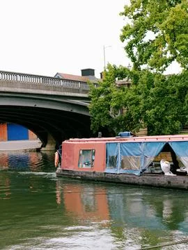 Boat river bridge Stock Photos