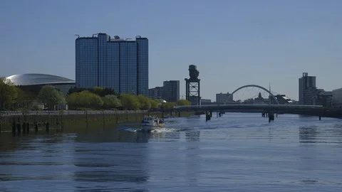 BOAT ON THE RIVER CLYDE Stock Footage 125266998