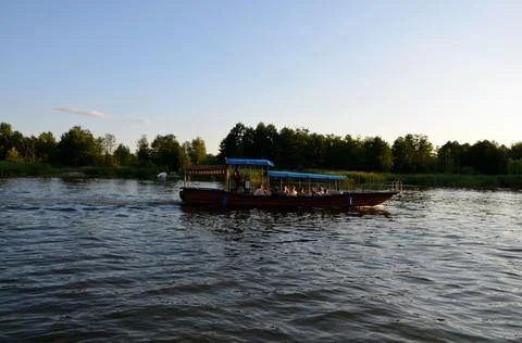 Boat on the river in the evening Stock Photos