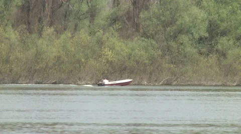 Boat on a river Stock Footage 2855061