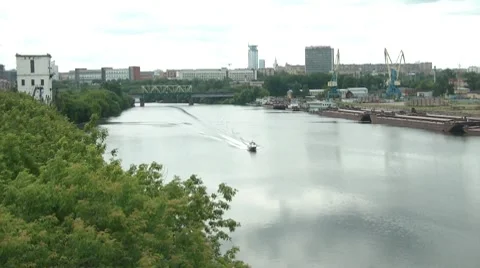 Boat On The River Stock Footage 7754986