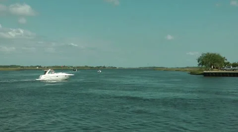 Boat in River Stock Footage 10907211