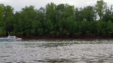 Boat on the river Stock Footage 10946938