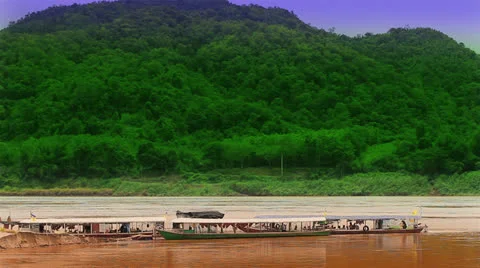 Boat on the River Stock Footage 25999667