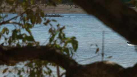 Boat in River Stock Footage 37840955