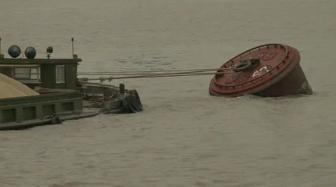 Boat on a river  Stock Footage 38174953