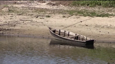 Boat on the River Video stock 59868154