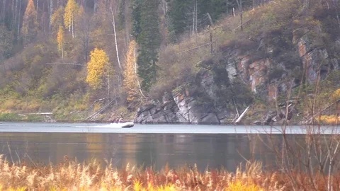 Boat on the river Stock Footage 82717859