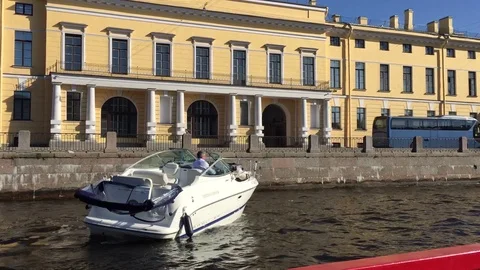 Boat on the river Stock Footage 98853745