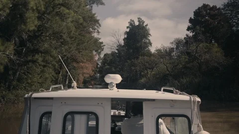 Boat in River Stock Footage 99881740