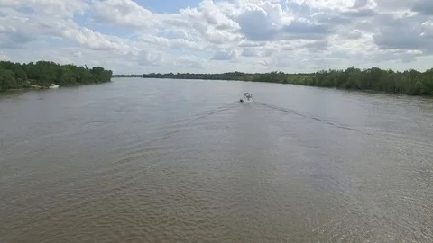 Boat on the river Stock Footage 120658819