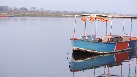 Boat in river Stock Footage 125326278