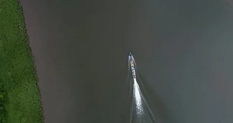 Boat in the river Stock Footage 130061464