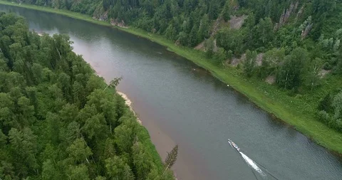 Boat in the river Stock Footage 130061809