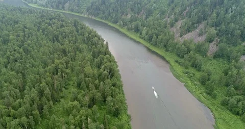 Boat in the river Stock Footage 130062563