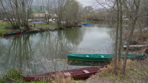 Boat on the river Stock Footage 163670887