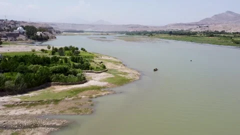 Boat on a River Video stock 274868195
