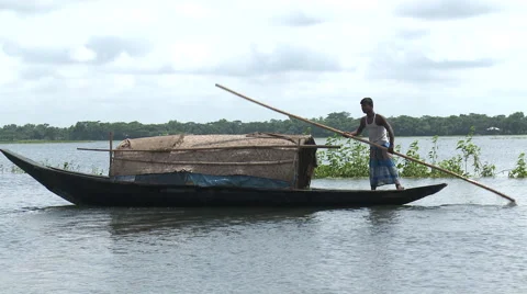 Boat on the River Ganjees Stock Footage 61850994