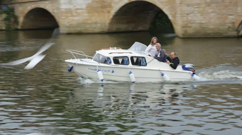 Boat on river Great Ouse Stock Footage 63068718