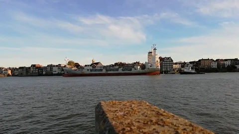 Boat în river, landscape, Netherlands Stock Footage 97397484