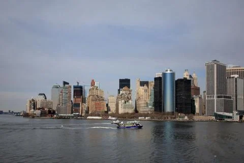 Boat on the river, manhattan Stock Photos