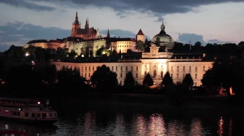 Boat on the river night Stock Footage 41418268