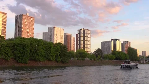 Boat on the river in Paris Stock Footage 245831813