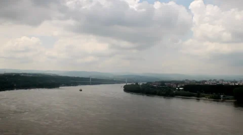 Boat on the river passing by. Time lapse video. Stock Footage 34753353