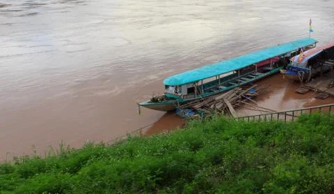 Boat in the river for transporting passengers. Stock Photos