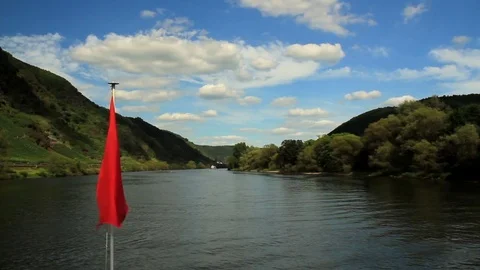 Boat river trip on the Moselle. Stock Footage 76780269
