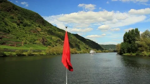 Boat river trip on the Moselle. Stock Footage 76780836