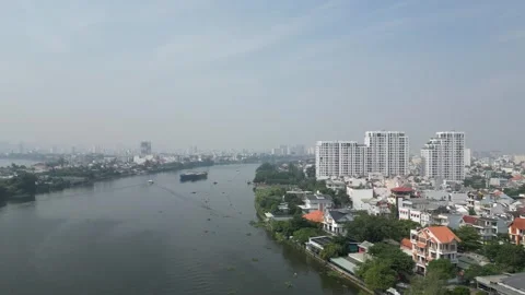 A boat on the river in Vietnam Stock Footage 262499143