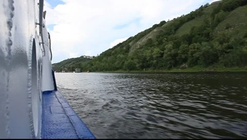 Boat on the River Volga Stock Footage 7905578