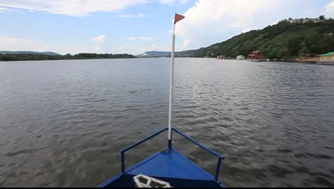 Boat on the River Volga Stock Footage 7906164