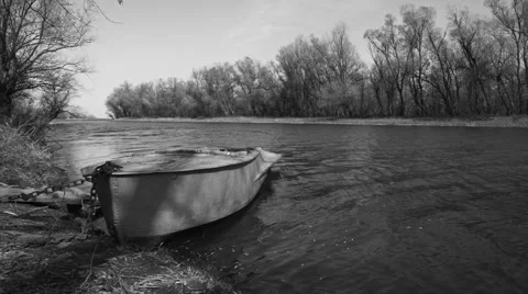 Boat at the riverside Stock Footage 62178144