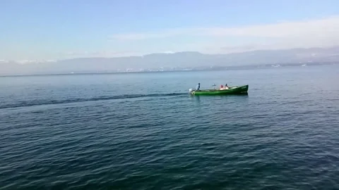 Boat running on the lake Stock Footage 247035916