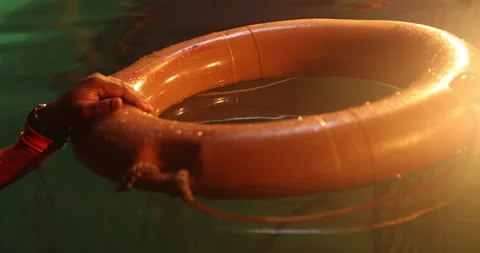 Boat safety throw ring is a floating Stock Footage 320438859