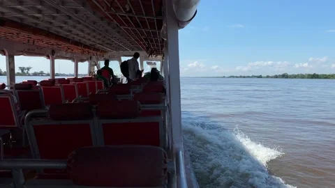 Boat sail through Amazon river, Brazil 4K Stock Footage 155066794