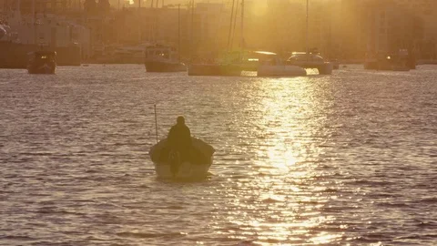 Boat sailing away Stock Footage 74637790