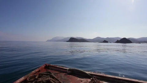 Boat sailing in Cala iris, Morocco Stock Footage 122738145