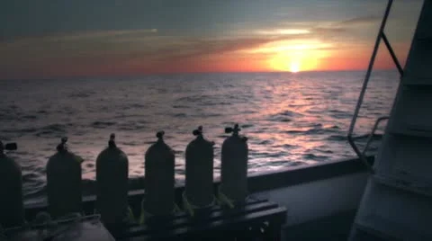 Boat sailing with Diving equipment Stock Footage 10818839