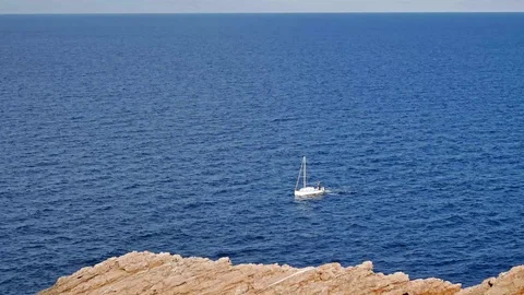 Boat sailing in Ibiza Stock Footage 88012714