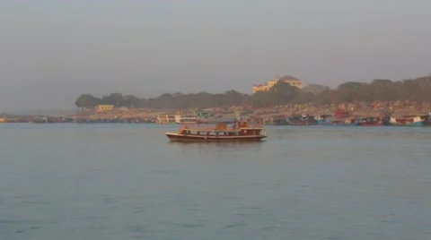 Boat sailing in lake, Burma Stock Footage 62923745