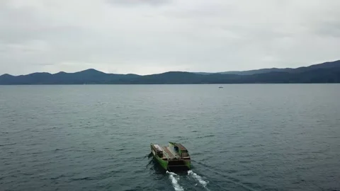 A boat sailing on a lake Stock Footage 218381140