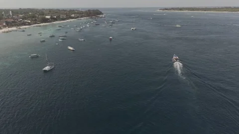A boat sailing in the middle of the sea Stock Footage 289048628