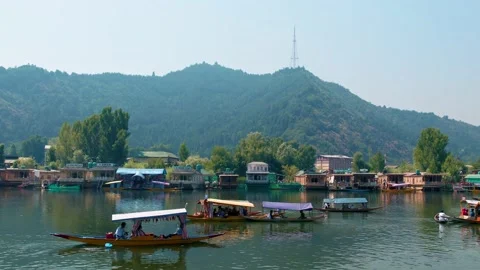 Boat sailing on Mountain river #12 Stock Footage 220344286