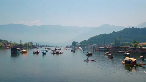 Boat sailing on Mountain river #3 Stock Footage 220343133