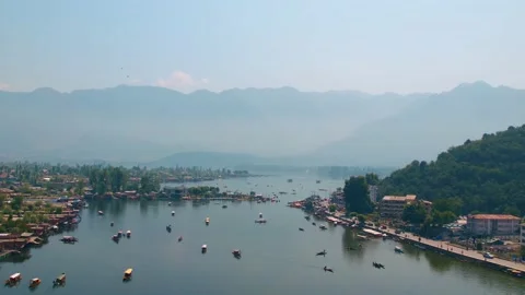 Boat sailing on Mountain river #4 Stock Footage 220343439