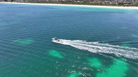 Boat Sailing Mullaloo Beach Perth Australia Aerial 4k Stock Footage 266421095